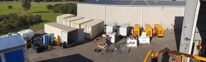 generators ready for use on a television production set in Fiji